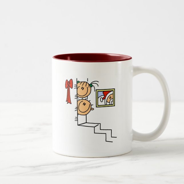 Waiting for Santa T-shirts and Gifts Two-Tone Coffee Mug (Right)