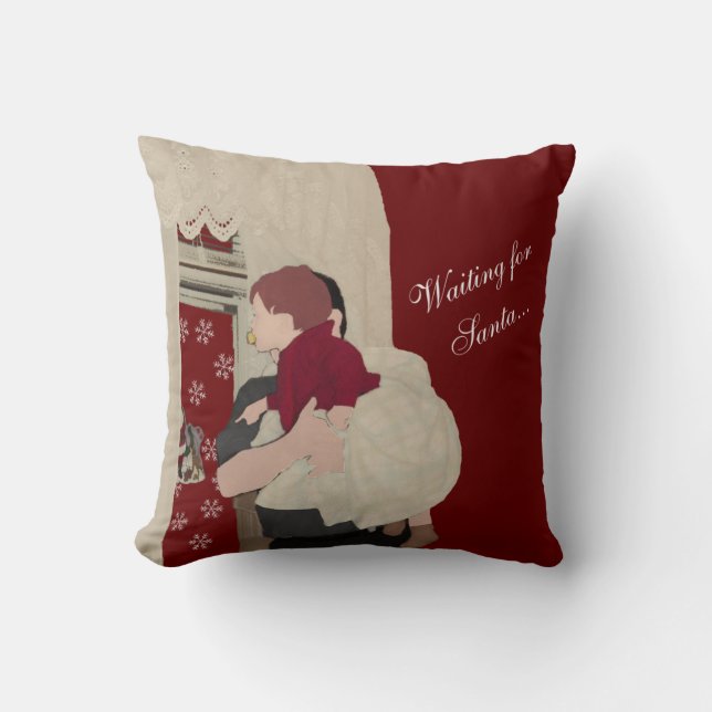Waiting for Santa Throw Pillow (Front)