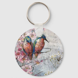 Waiting For Supper Kingfisher Bird     Key Ring