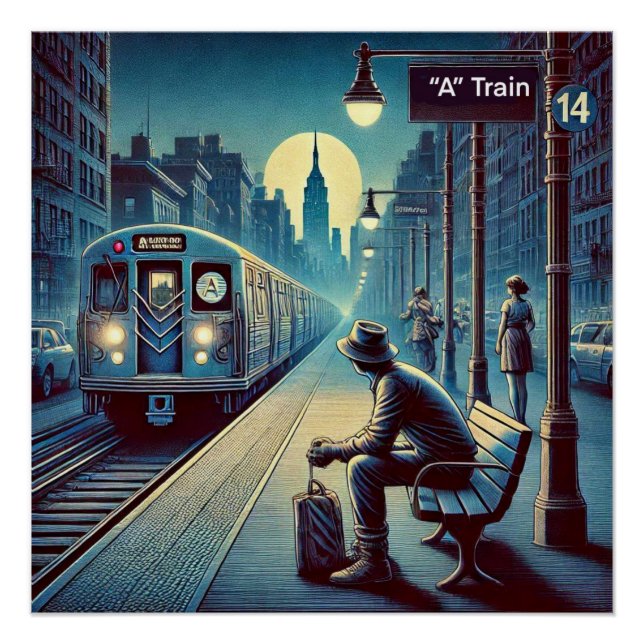 Waiting For The “A” Train, New York City Poster (Front)