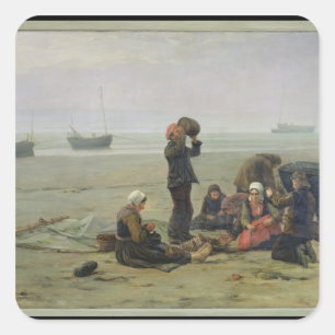 Waiting for the Fish, Berck-sur-Mer Square Sticker