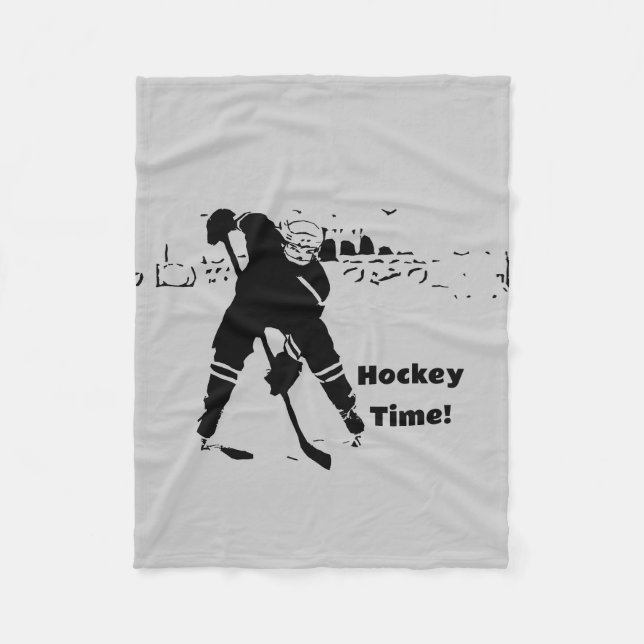 Waiting for the Puck - Hockey Player Fleece Blanket (Front)
