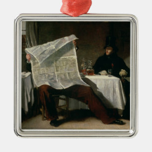 Waiting for the Times, 1831 (oil on canvas) Metal Tree Decoration