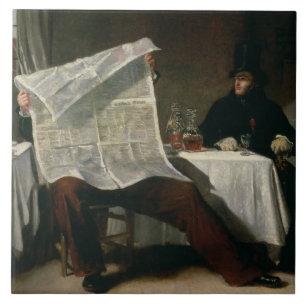 Waiting for the Times, 1831 (oil on canvas) Tile