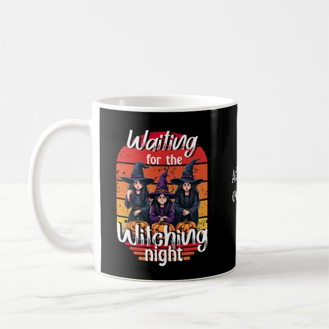 Waiting for the Witching Night, Spooky Witch Party Coffee Mug (Left)