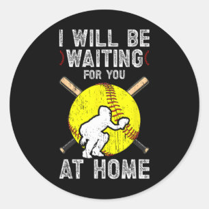 Waiting For You Girls Softll Catcher Softll Player Classic Round Sticker