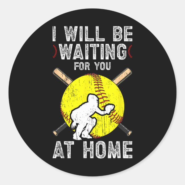 Waiting For You Girls Softll Catcher Softll Player Classic Round Sticker (Front)