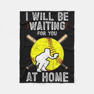 Waiting For You Girls Softll Catcher Softll Player Fleece Blanket