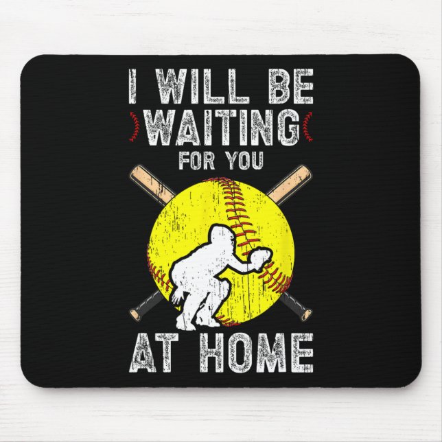 Waiting For You Girls Softll Catcher Softll Player Mouse Mat (Front)