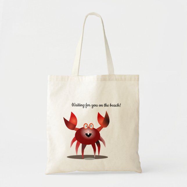 Waiting for you on the beach! | Cute red crab Tote Bag (Front)