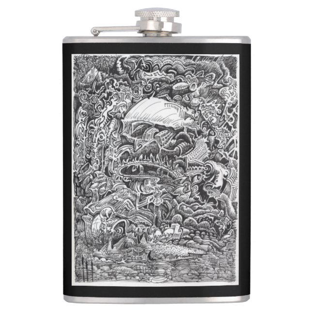 Waiting out the Maelstrom Hip Flask (Front)
