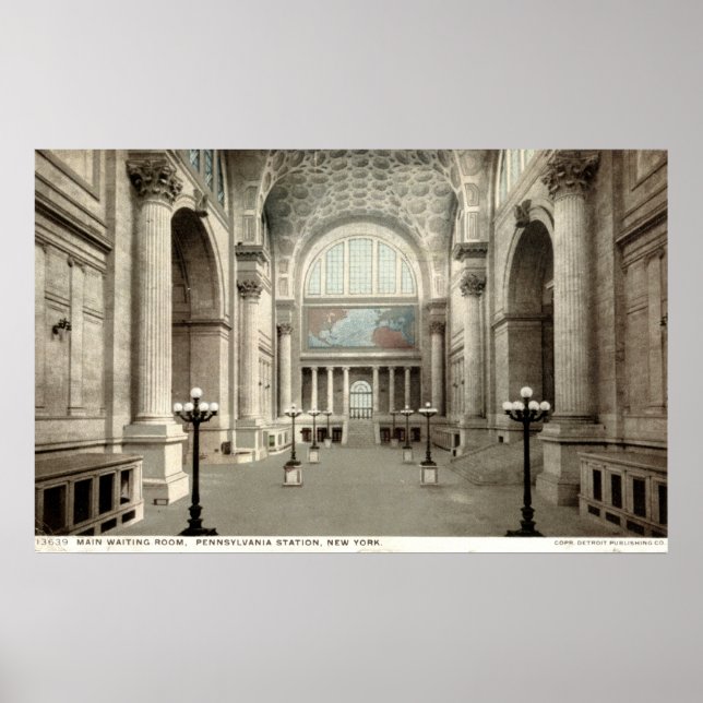 Waiting Room, Pennsylvania Station NY 1913 Vintage Poster (Front)