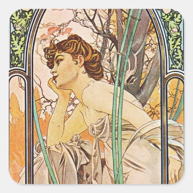 Waiting Woman Square Sticker (Front)