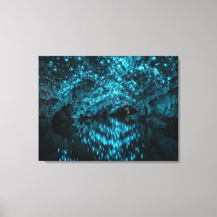 Waitomo Glowworm Galaxy - Bioluminescent Cave Refl Canvas Print