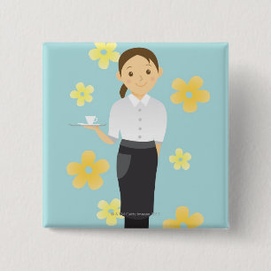 Waitress 15 Cm Square Badge