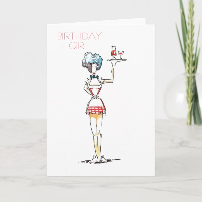 Waitress Birthday Girl Card (Front)