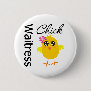Waitress Chick 6 Cm Round Badge
