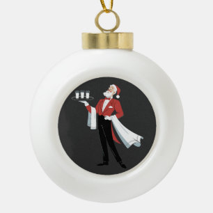 Waitress Christmas Santa Server Xmas Ceramic Ball Christmas Ornament