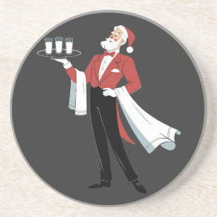 Waitress Christmas Santa Server Xmas  Coaster