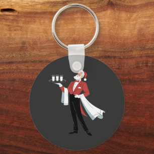 Waitress Christmas Santa Server Xmas Key Ring