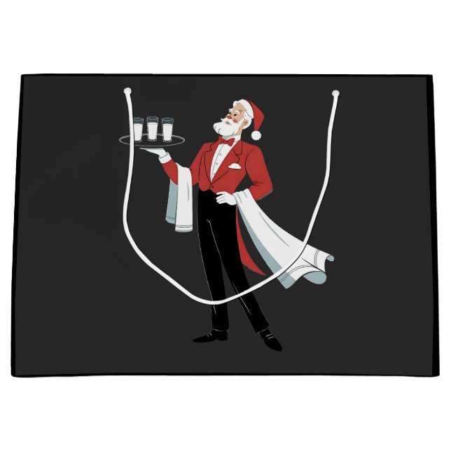 Waitress Christmas Santa Server Xmas  Large Gift Bag (Front)