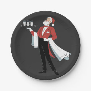 Waitress Christmas Santa Server Xmas  Paper Plate