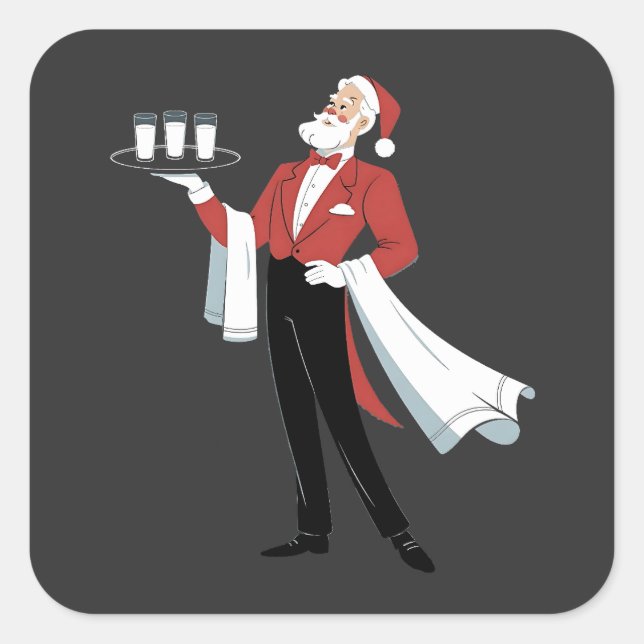 Waitress Christmas Santa Server Xmas  Square Sticker (Front)