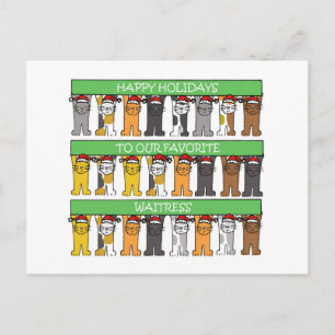 Waitress Happy Holidays Holiday Postcard