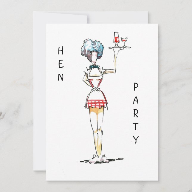 Waitress  Hen Party Invitation (Front)