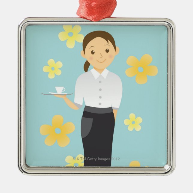 Waitress Metal Tree Decoration (Front)