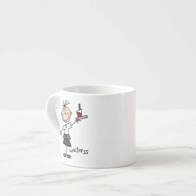 Waitress Stick Figure Espresso Cup (Front Left)