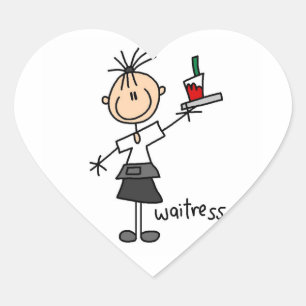 Waitress Stick Figure Heart Sticker