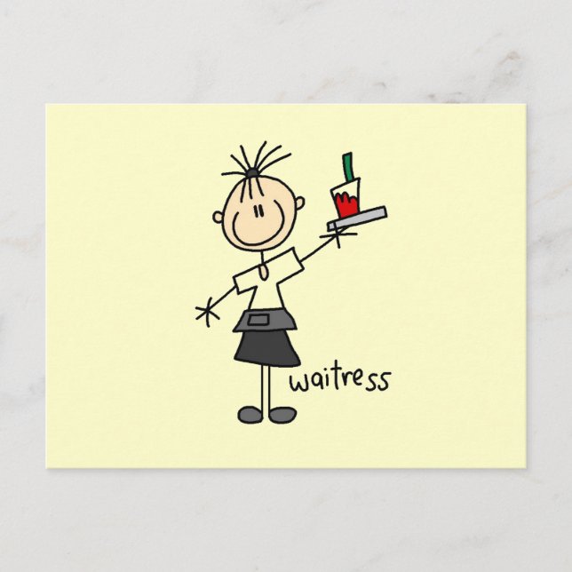Waitress Stick Figure Postcard (Front)
