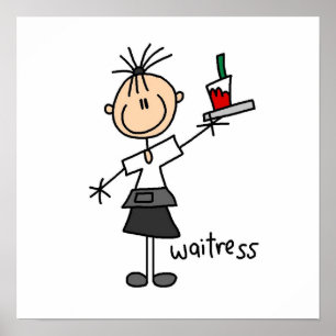Waitress Stick Figure Poster