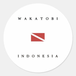 Wakatobi Indonesia Scuba Dive Flag Classic Round Sticker