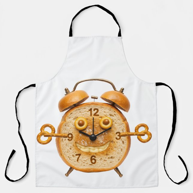 Wake and Bake! Funny Bread Alarm Clock Art Apron (Front)