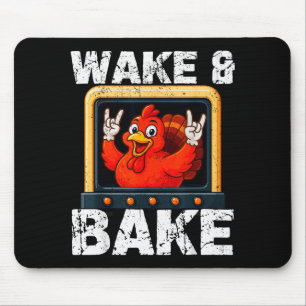 Wake And Bake Funny Rock On Turkey Vintage Thanksg Mouse Mat