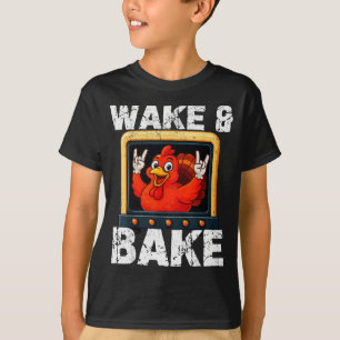 Wake And Bake Funny Rock On Turkey Vintage Thanksg T-Shirt