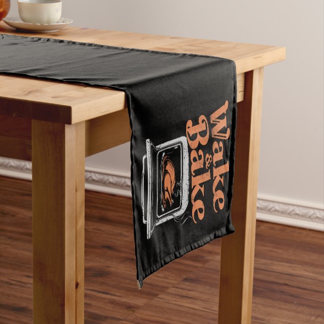 Wake Bake Turkey Dinner Funny Thanksgiving  Short Table Runner (In Situ)
