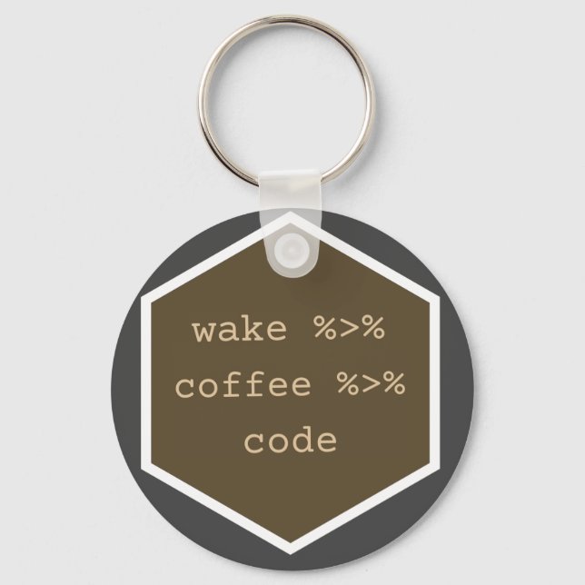 Wake coffee code keychain (Front)