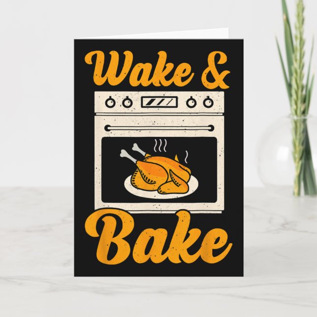 Wake Ke Turkey Feast Meal Dinner Chef Funny Thanks Card (Front)
