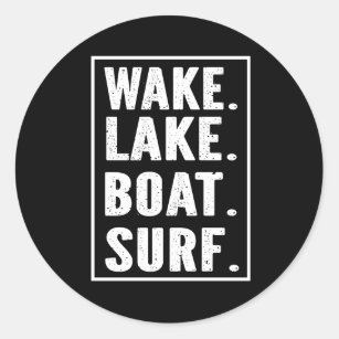 Wake Lake Boat Surf Classic Round Sticker