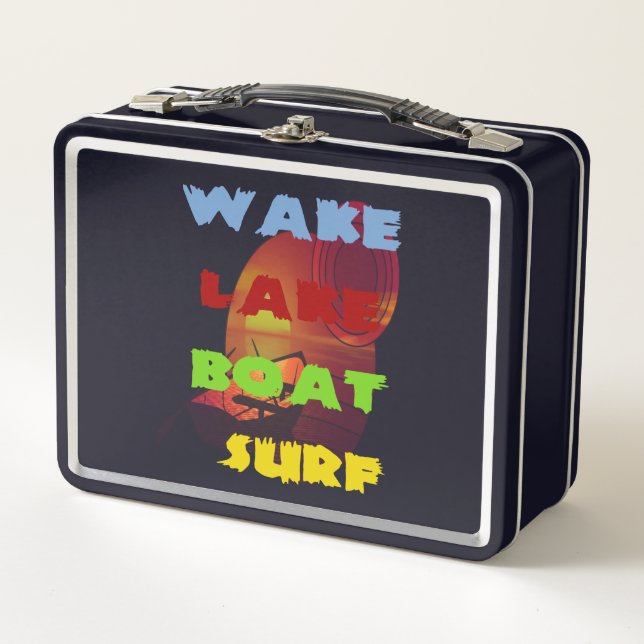 Wake Lake Boat Surf Metal Lunch Box (Front)