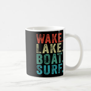 Wake Lake Boat Surf Surfing Surfboards Beach Retro Coffee Mug