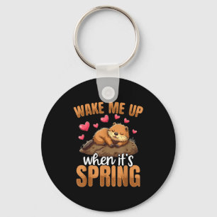 Wake Me Up When It’s Spring Funny Groundhog Day Key Ring