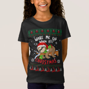 Wake Me Up When Its Christmas Cute Sloth Sleeping T-Shirt