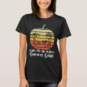 Wake Me Up When Summer Ends Funny Skeleton Hallowe T-Shirt