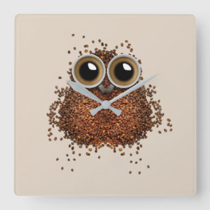 Wake Me Up, Wise Owl Square Wall Clock