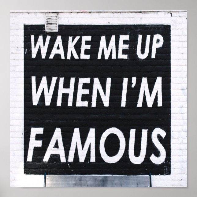 Wake ME When I'm Famous, Black and White Poster (Front)