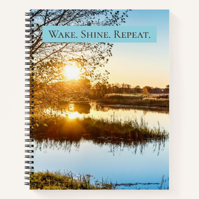 Wake Shine Repeat Golden River  Notebook (Front)